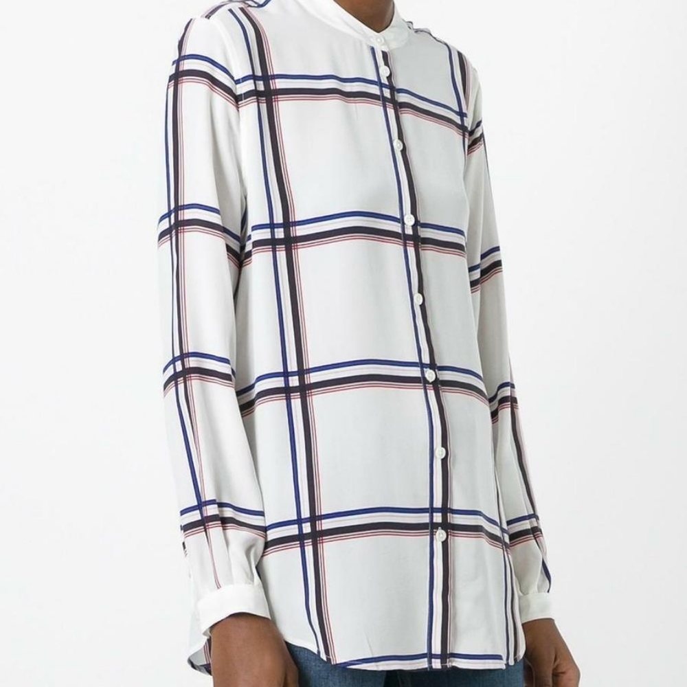 Equipment Henri plaid silk long sleeve blouse